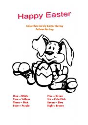 English Worksheet: Colo this lovely Easter Bunny