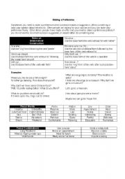 English Worksheet: Stating Preferences