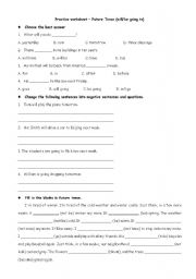 English Worksheet: future tense