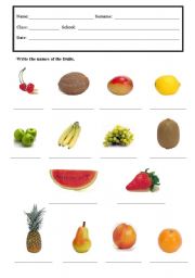 English Worksheet: Fruits