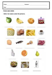 English Worksheet: Food and drink