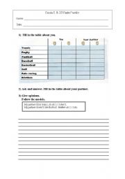 English worksheet: Likes and dislikes