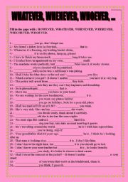 English Worksheet: WHATEVER, WHOEVER, ETC.