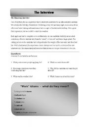 English Worksheet: The Interview