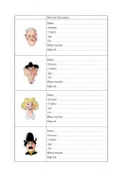 English Worksheet: Sharing personal information using simple present