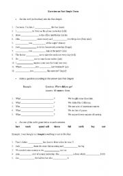 English Worksheet: Past Simple Tense Exercises