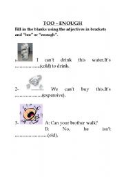 English Worksheet: too- enough