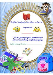 English Worksheet: Excellence Award