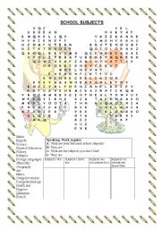 English Worksheet: School subjects