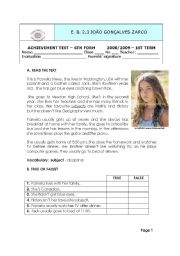 English Worksheet: Test - Present Simple , Routines, Present Continuous