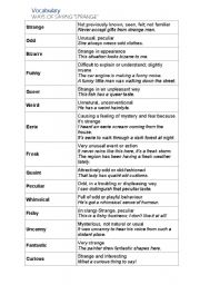 English worksheet: Vocabulary for Strange