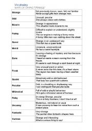 English Worksheet: Vocabulary for Strange
