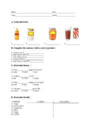 English Worksheet: Countable and uncountable practice