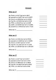 English Worksheet: Riddles