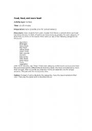 English worksheet: food game