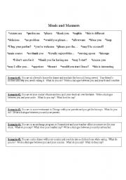 English Worksheet: Meals and Manners