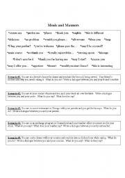 English worksheet: Meals and Manners