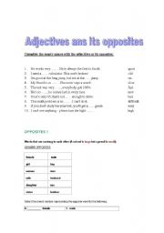 English worksheet: Adjectives and its opposites