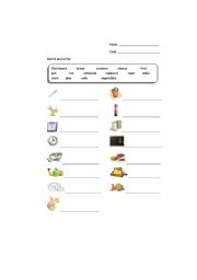 English worksheet: Food and School vocabulary review