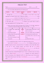 English Worksheet: A Test of Grammar and Vocabulary