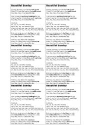 English worksheet: Song Beautiful Sunday