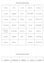 English Worksheet: Synonym / Antonym Pairing Cards