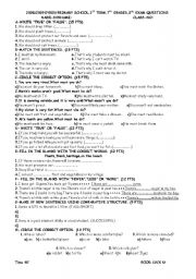 English worksheet: exam questions