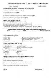 English worksheet: exam questions 2