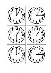 English Worksheet: clock cards