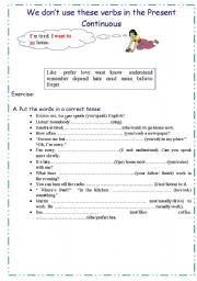 English worksheet: We dont use the verbs in the Pr Cont