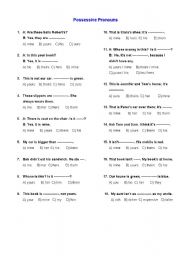 English Worksheet: Possessive  Pronouns