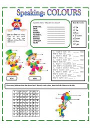 English Worksheet: SPEAKING: COLOURS