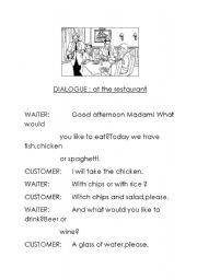 English Worksheet: Dialogue restaurant