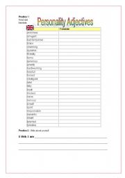 English worksheet: Personality adjectives