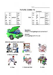 English Worksheet: Future: going to