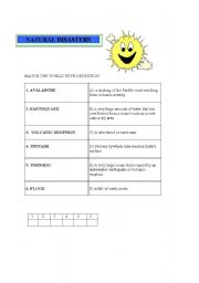 English worksheet: Natural disasters