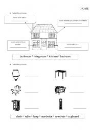 English worksheet: At home