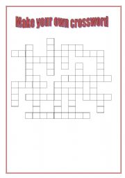 English Worksheet: Make your own crossword