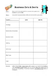 English worksheet: Business Dos & Donts