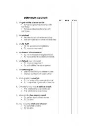English Worksheet: Friendship Definition Auction