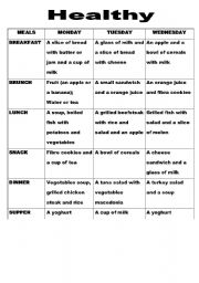 English worksheet: healthy 