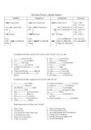English Worksheet: The Verb to be  Simple Present