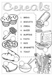 English Worksheet: Cereals Pictionary