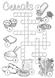 English Worksheet: Cereals Crossword