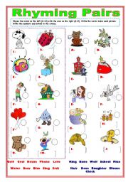 English Worksheet: Rhyming pairs- mixed words