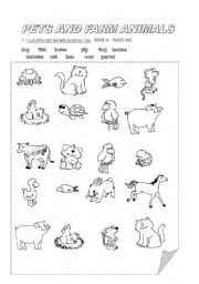 English Worksheet: PETS AND FARM ANIMALS