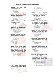 English worksheet: Quiz on food