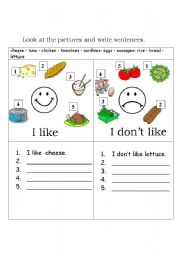 English Worksheet: food