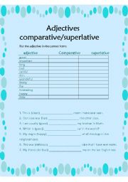 comparatives/ superlatives