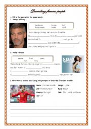 English Worksheet: Describing famous people